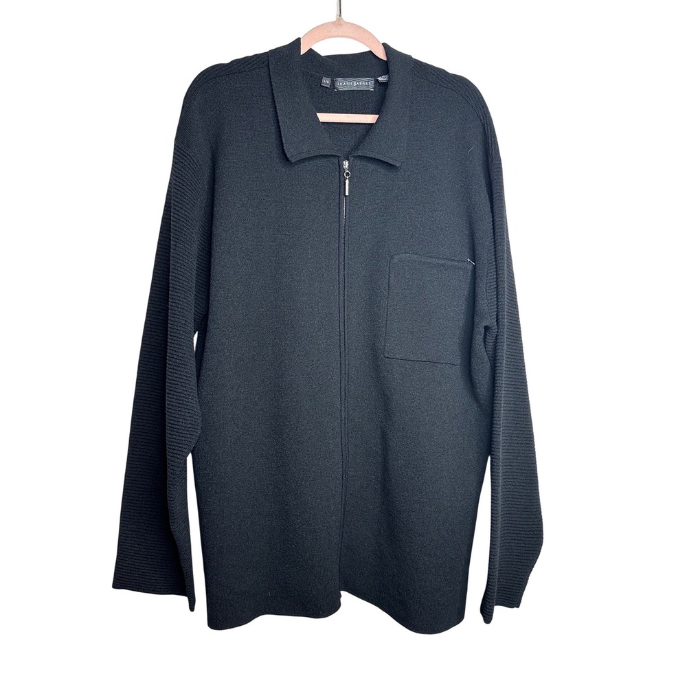 JHANE BARNES Men's Black Zip Front Knit Cardigan Sweater‎ Size L G